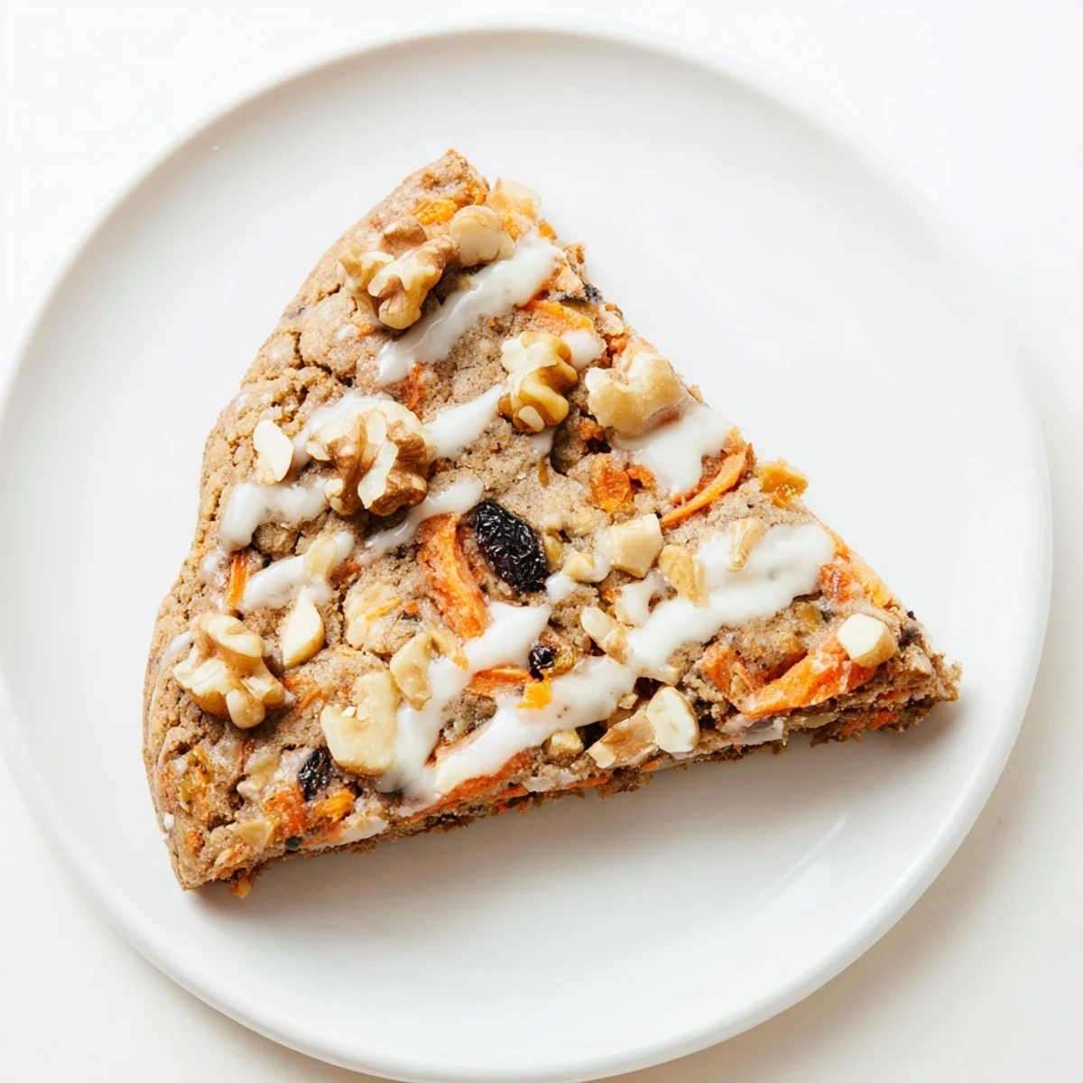 Soft spiced chewy carrot cake cookies with visible carrot shreds and nutty walnuts freshly baked on parchment paper