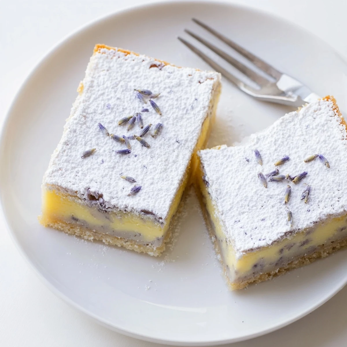 Elegant teatime treat featuring bright lemon lavender filling on golden baked shortbread crust