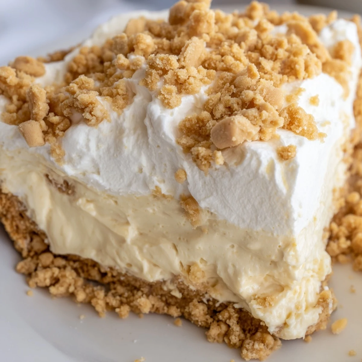 Amish peanut butter dream pie with velvety vanilla filling in a flaky baked crust
