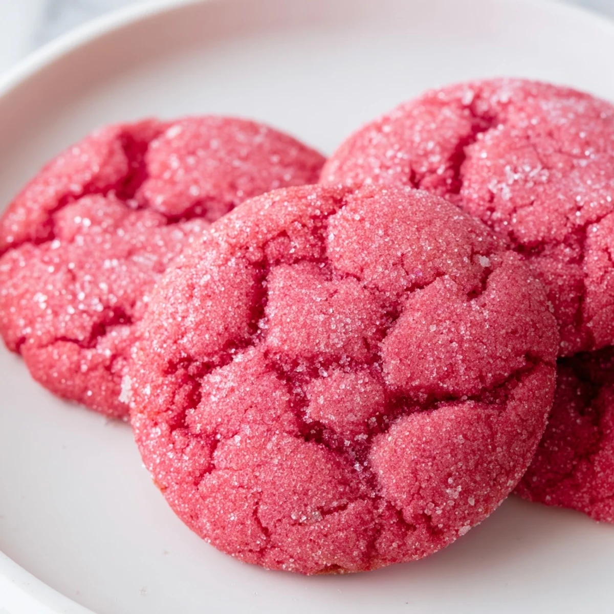 Colorful Jello sugar cookies with crackled sugar coating displayed fresh from the oven on parchment