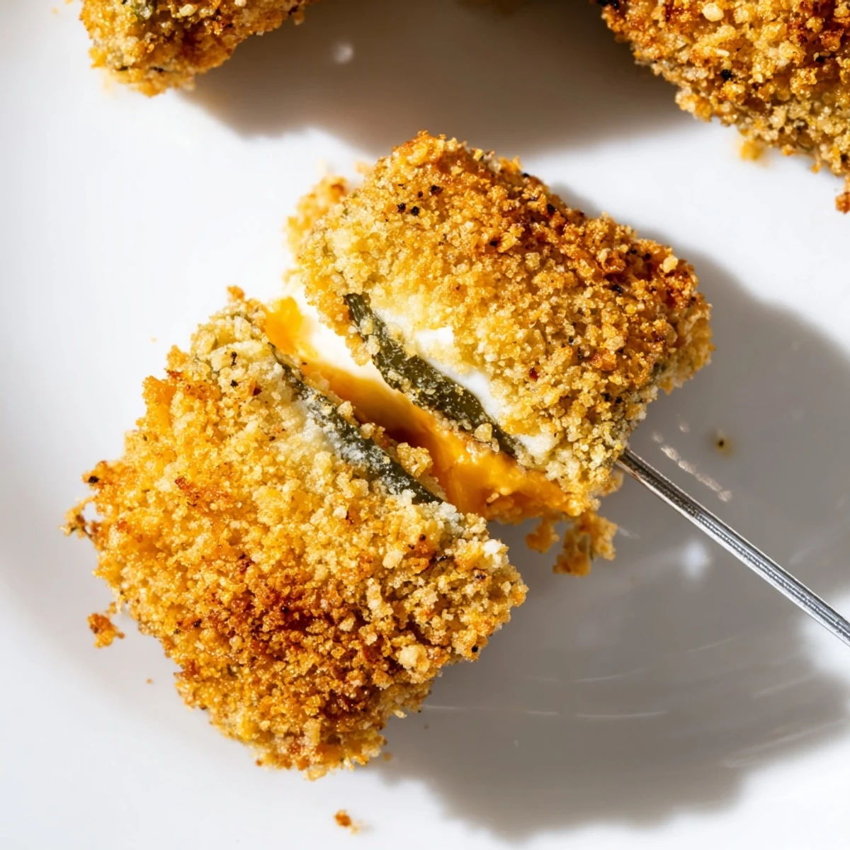 Gooey cheddar stuffed inside crunchy fried dill pickle cheese bites
