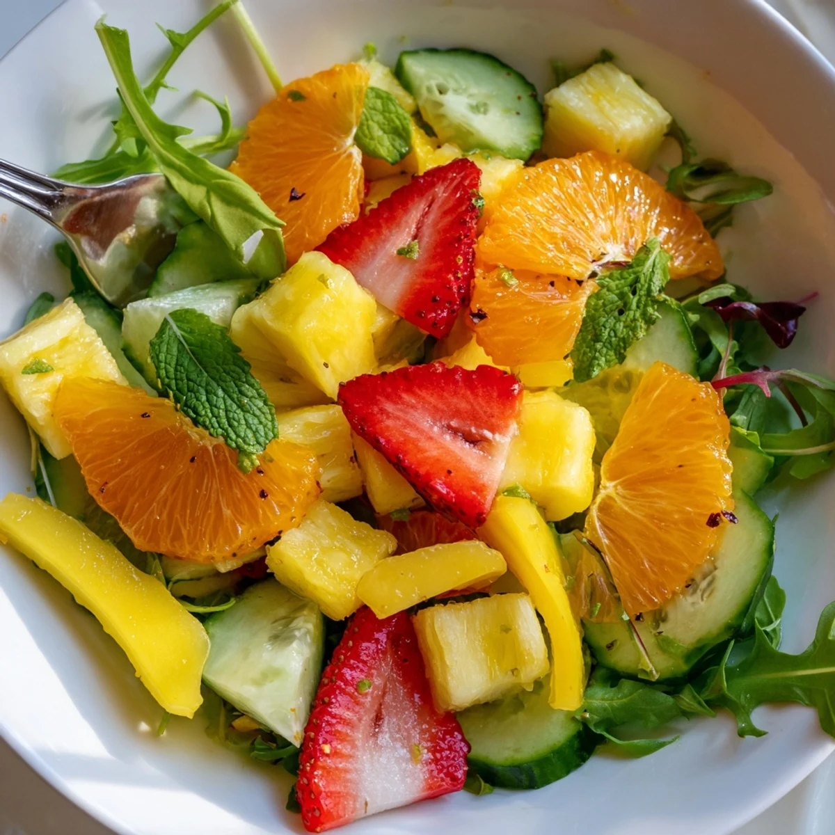 Chilled Sunshine Salad served immediately on a platter, citrus aroma and crunch