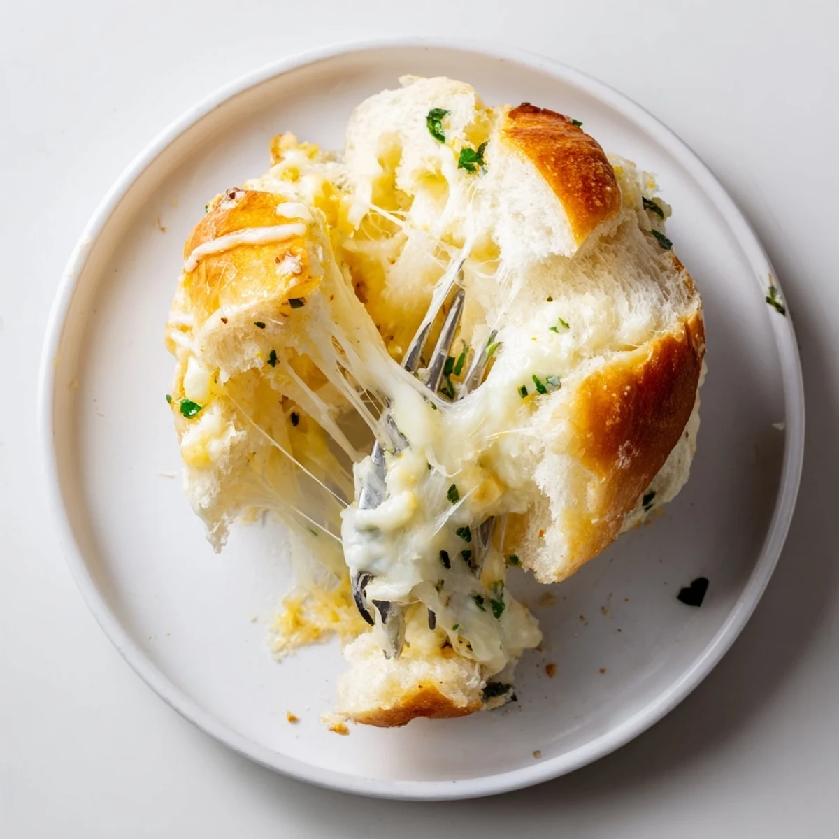 Buttery Cheese Garlic Rolls with golden crust, oozing melted cheese, warm