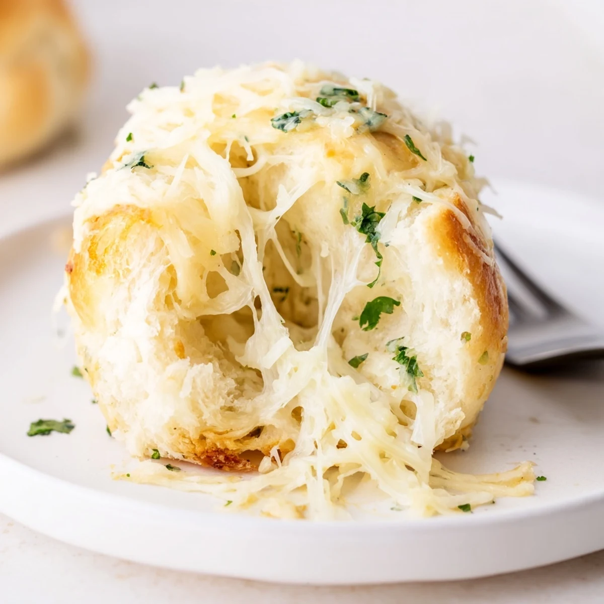 Freshly baked Buttery Cheese Garlic Rolls arranged beside tomato soup for dipping