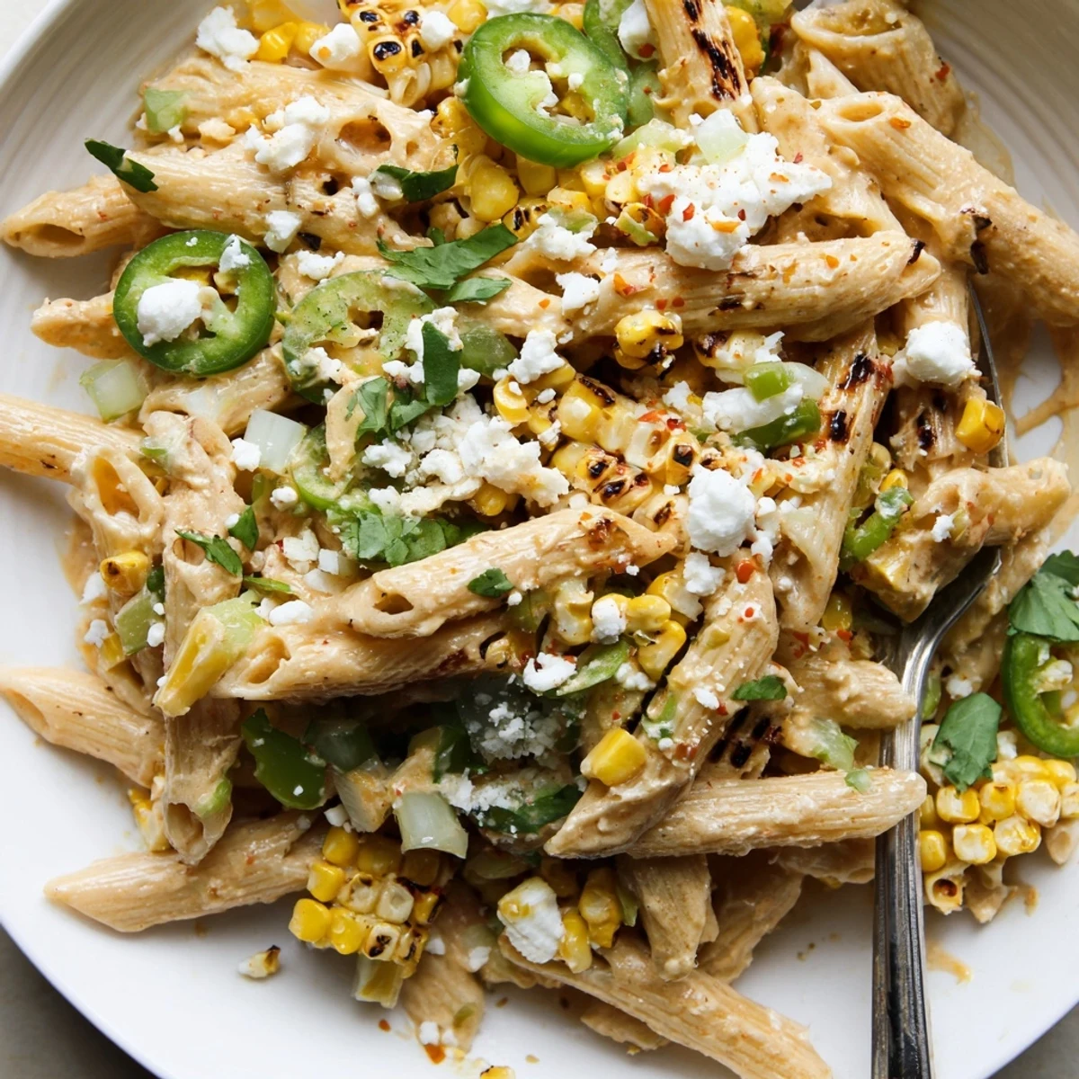 Chilled Street Corn Pasta Salad tossed in zesty chili-mayo dressing, perfect for picnics.