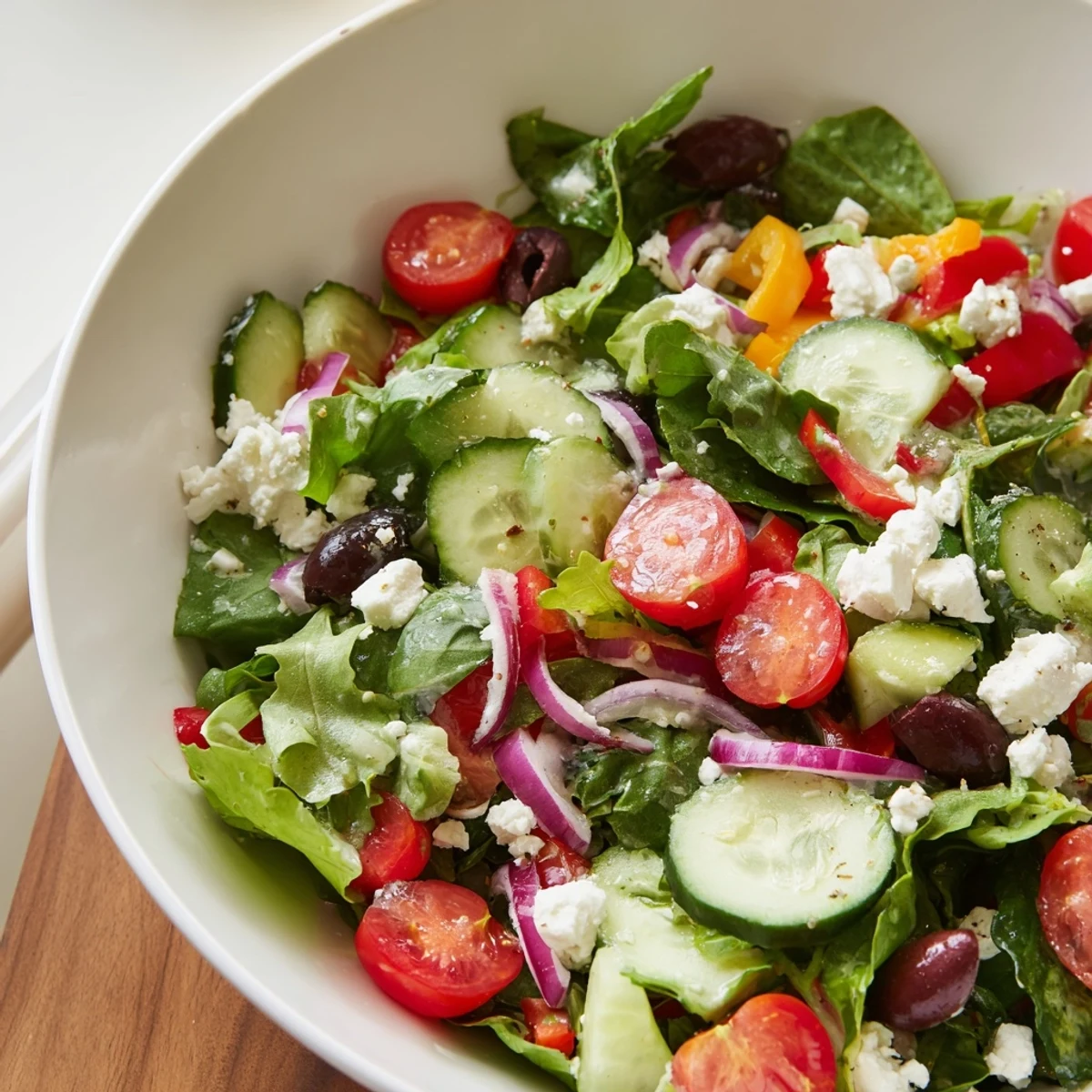 Bright Fresh Salad Recipe tossed in Dijon-honey dressing, served immediately