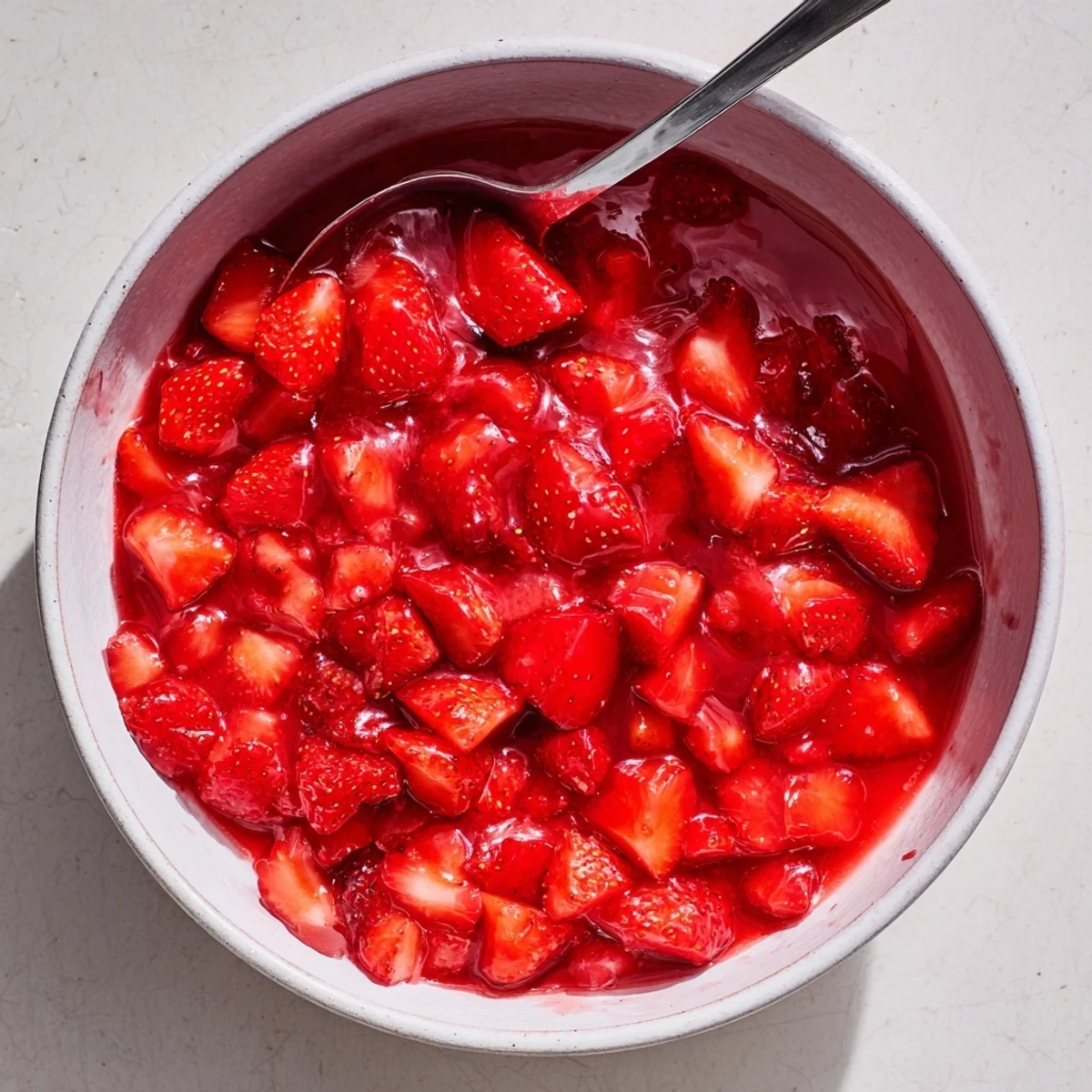 Rustic slice with Strawberry Cake Filling Recipe layered between fluffy vanilla cake