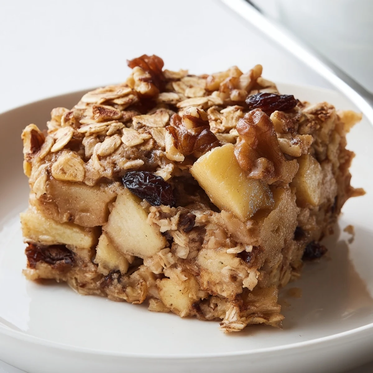 Warm slices of Delicious Apple Cinnamon Oatmeal Bake Recipe For Mornings served with yogurt
