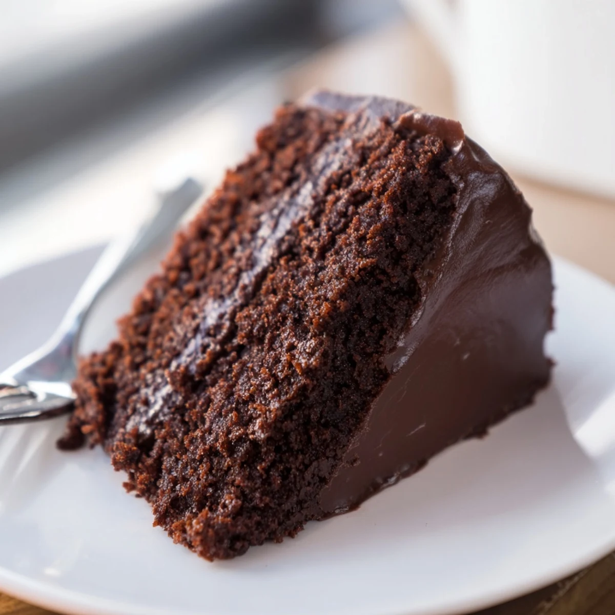 Homemade Matildas chocolate cake with fudgy layers and generous chocolate ganache frosting for dessert
