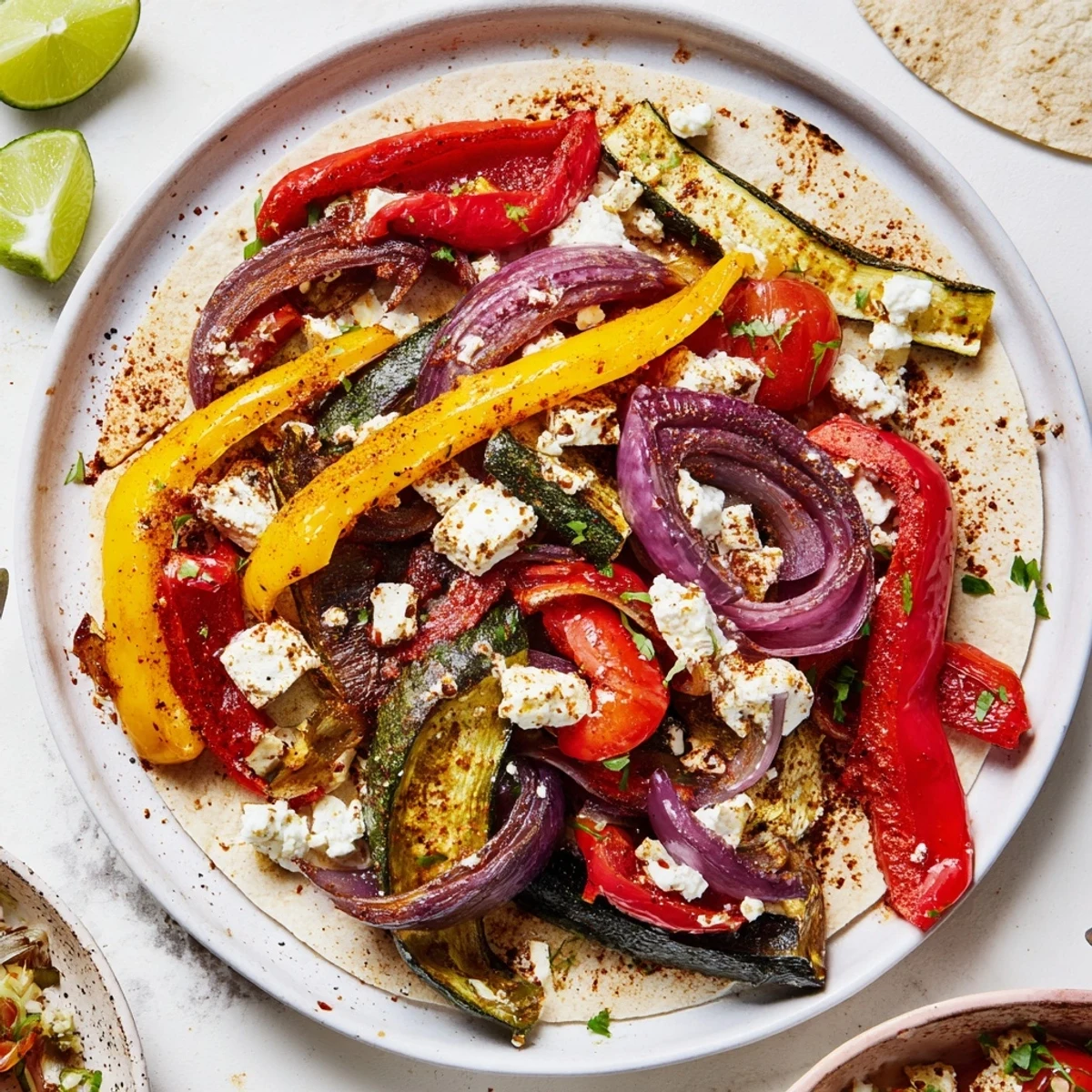 Bright Tajin Feta Sheet Pan Fajitas with smoky paprika aroma, creamy finish