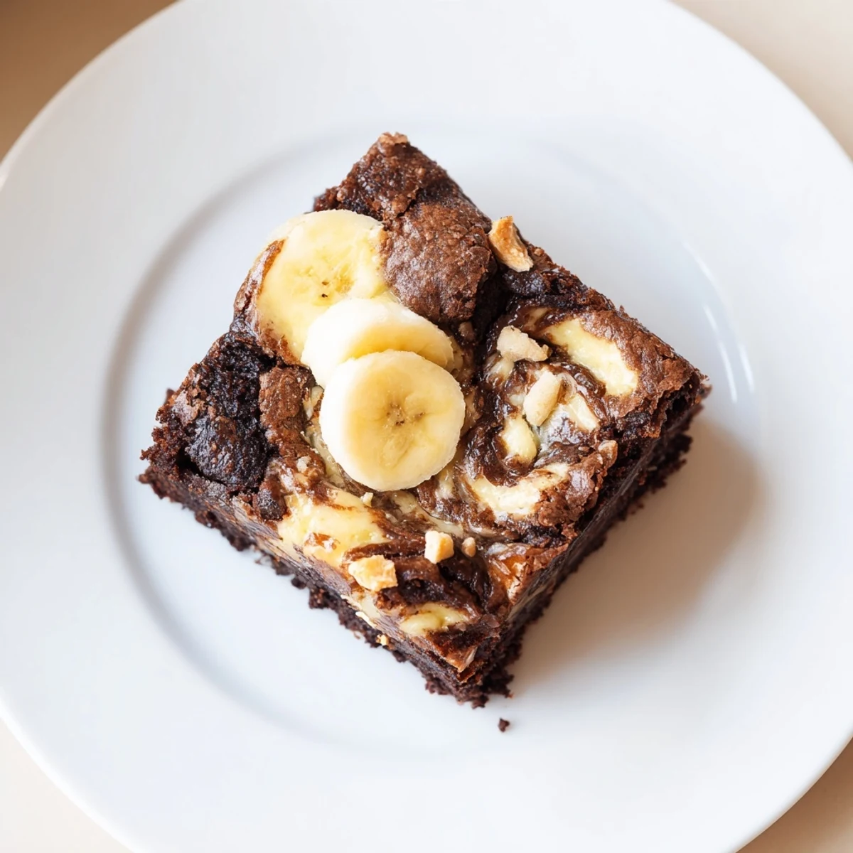 Creamy Banana Pudding Brownies served chilled with a vanilla ice cream scoop