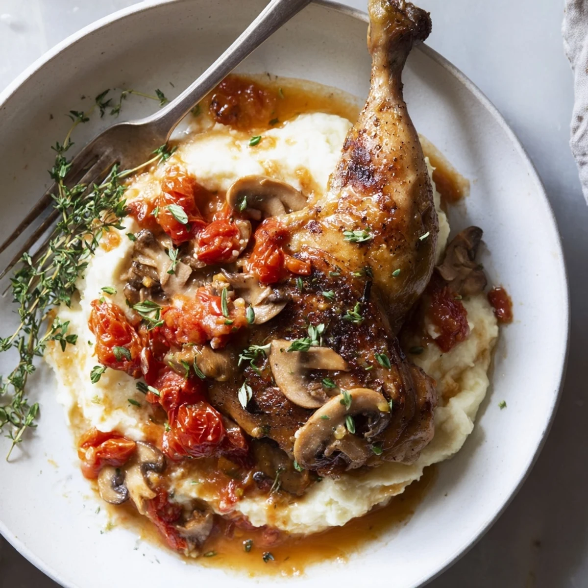 Serve Classic French Hunters Chicken over mashed potatoes, crusty bread on side.