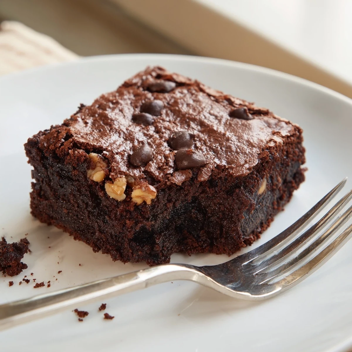 Rich chocolate brownies served warm with a scoop of vanilla ice cream