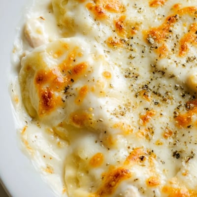 Chicken Alfredo Baked Ravioli
